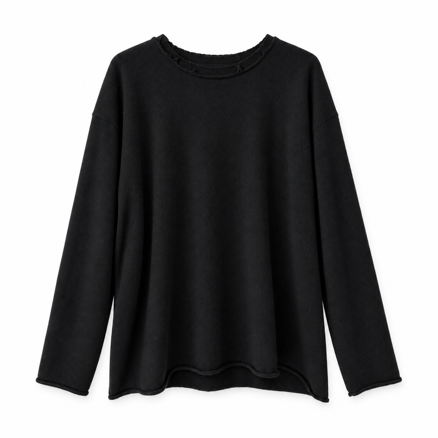 Cashmere Distressed Edge Knit (Black)