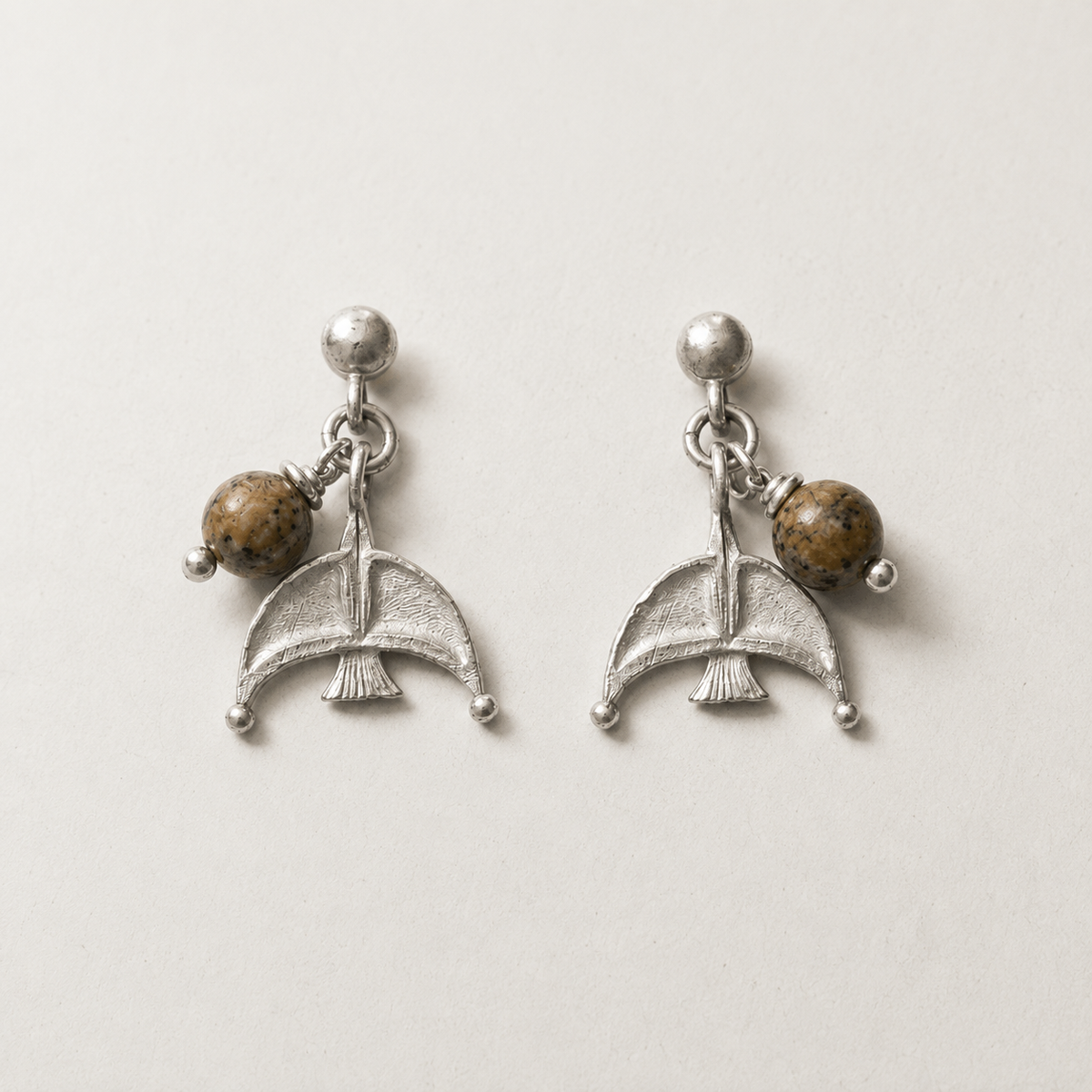 Oracle Bird Sterling Silver Picture Jasper Drop Earrings