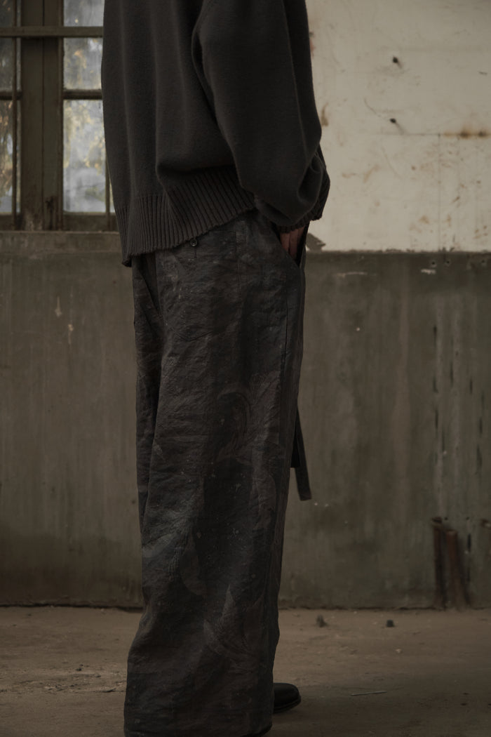 Drawstring Wide-Leg Trousers (Dark Grey)