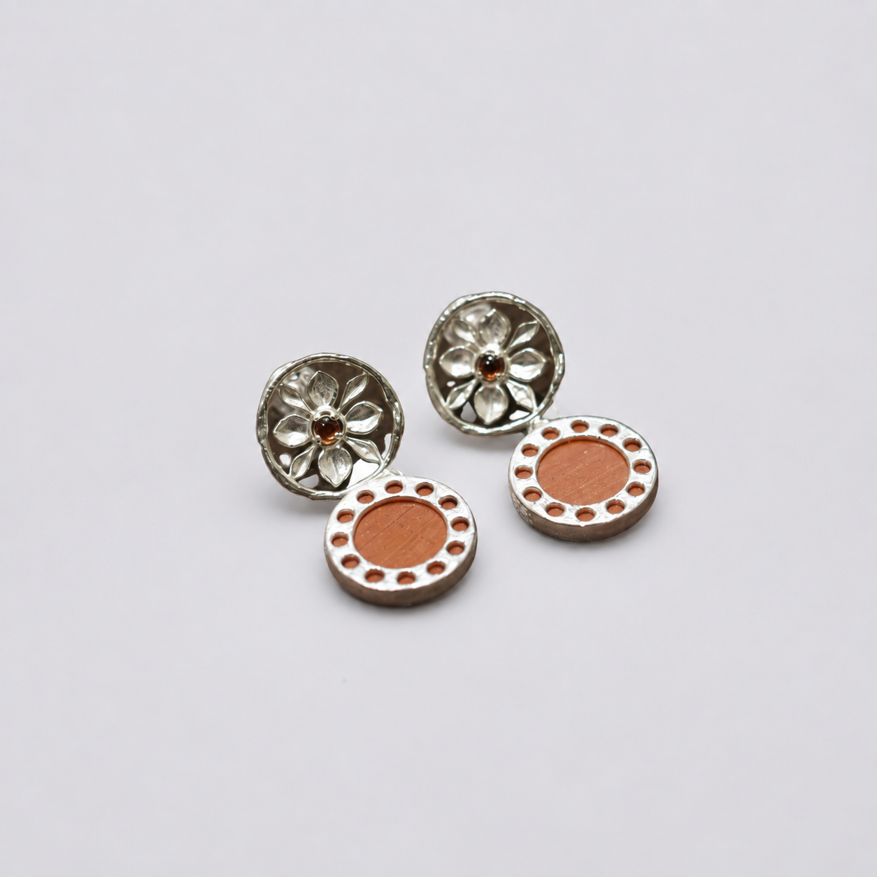 Crimson Lotus Beaded Stud Earrings