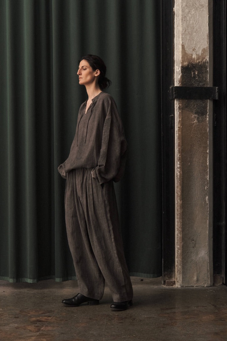Multi-pleat relaxed-fit trousers