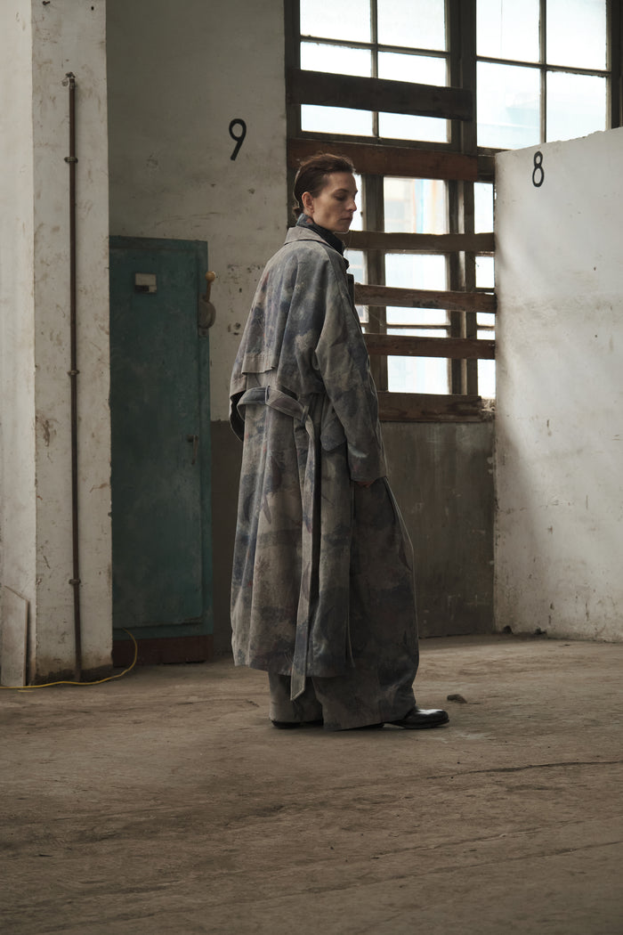 Concealed Placket Batwing Long Coat