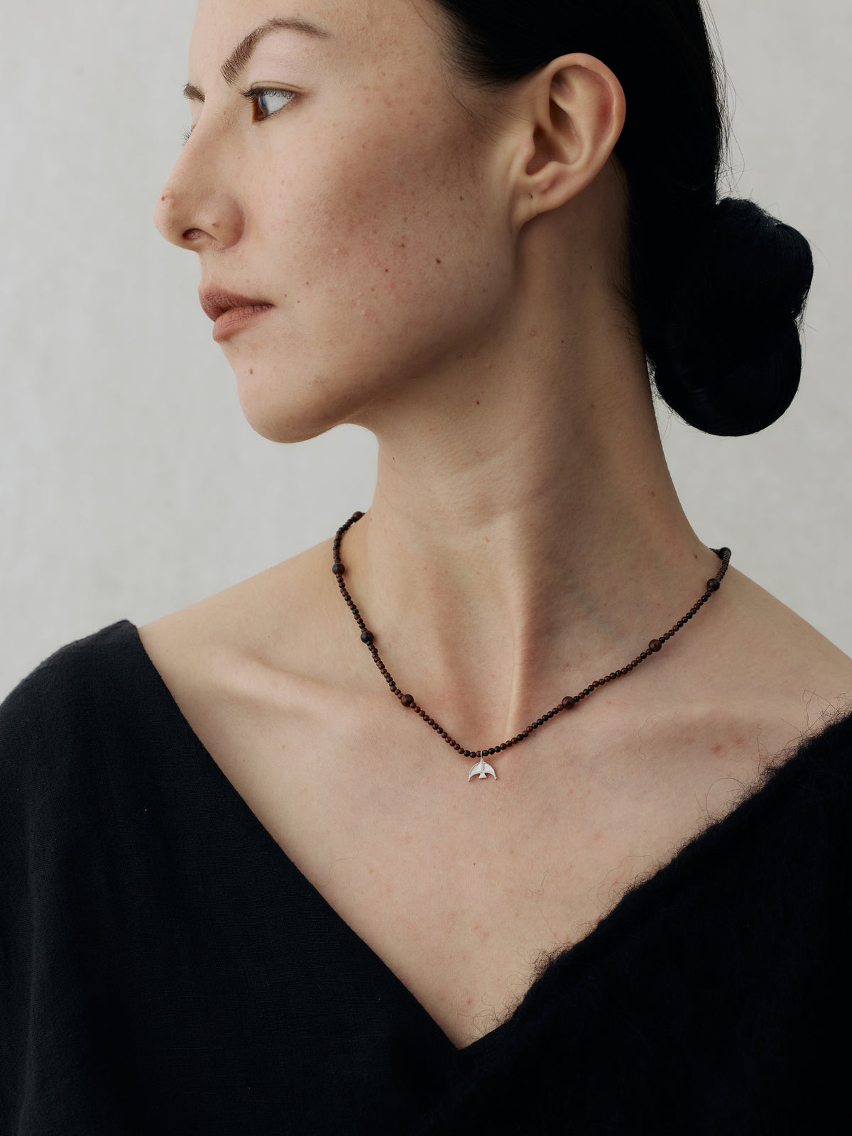 Oracle Bird Sterling Silver Golden Swan Stone Beaded Long Necklace