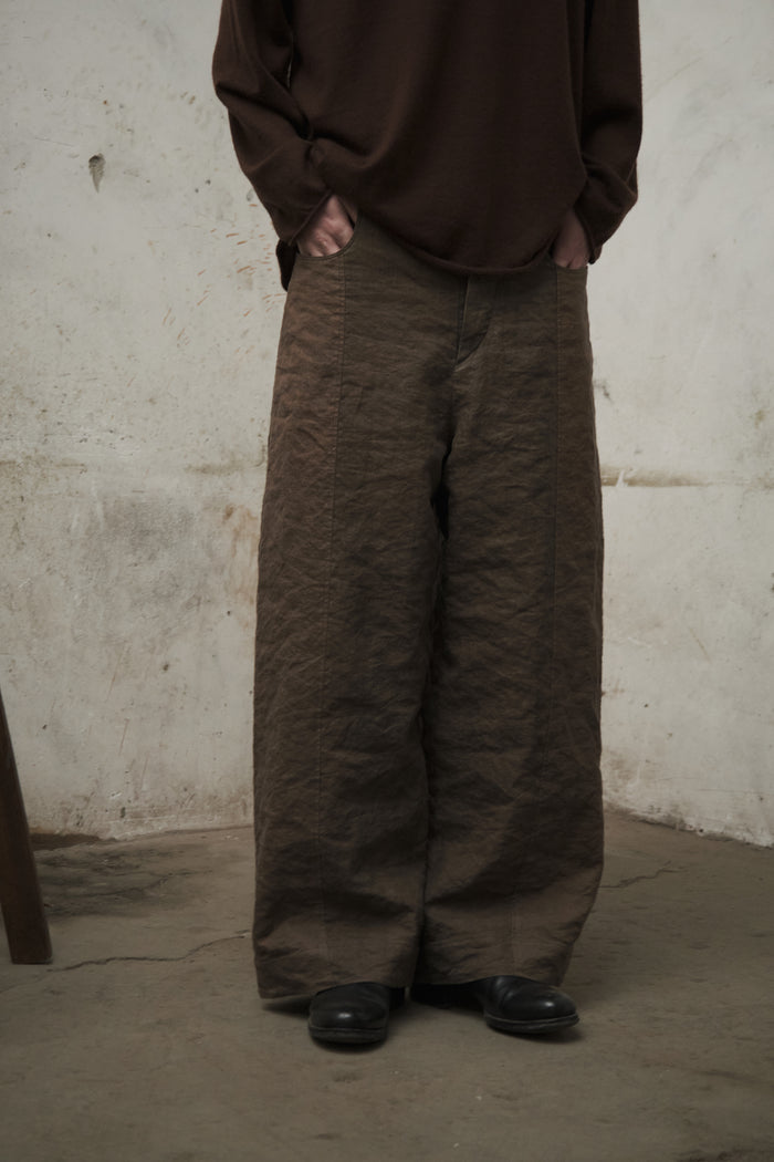 Panelled Construction Trousers (Washed Brown)