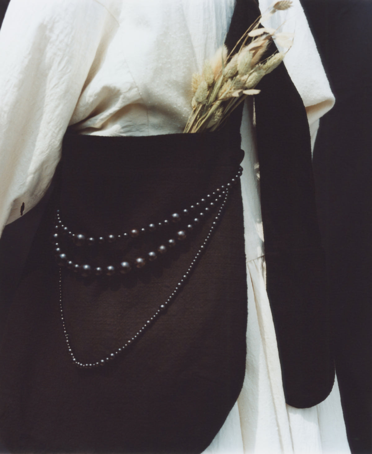 Pebble Handcrafted Ebony Beaded Crossbody Bag – Black Textured Canvas