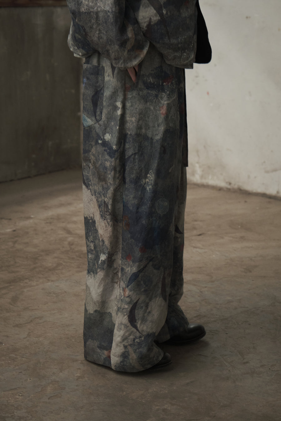 Drawstring Wide-Leg Trousers (Digital Printed)