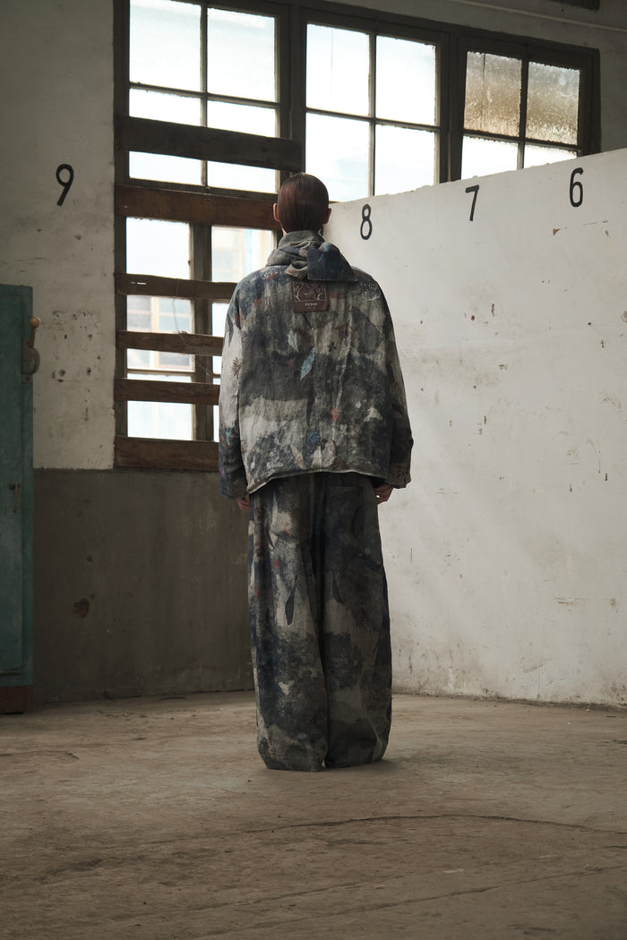 Drawstring Wide-Leg Trousers (Digital Printed)