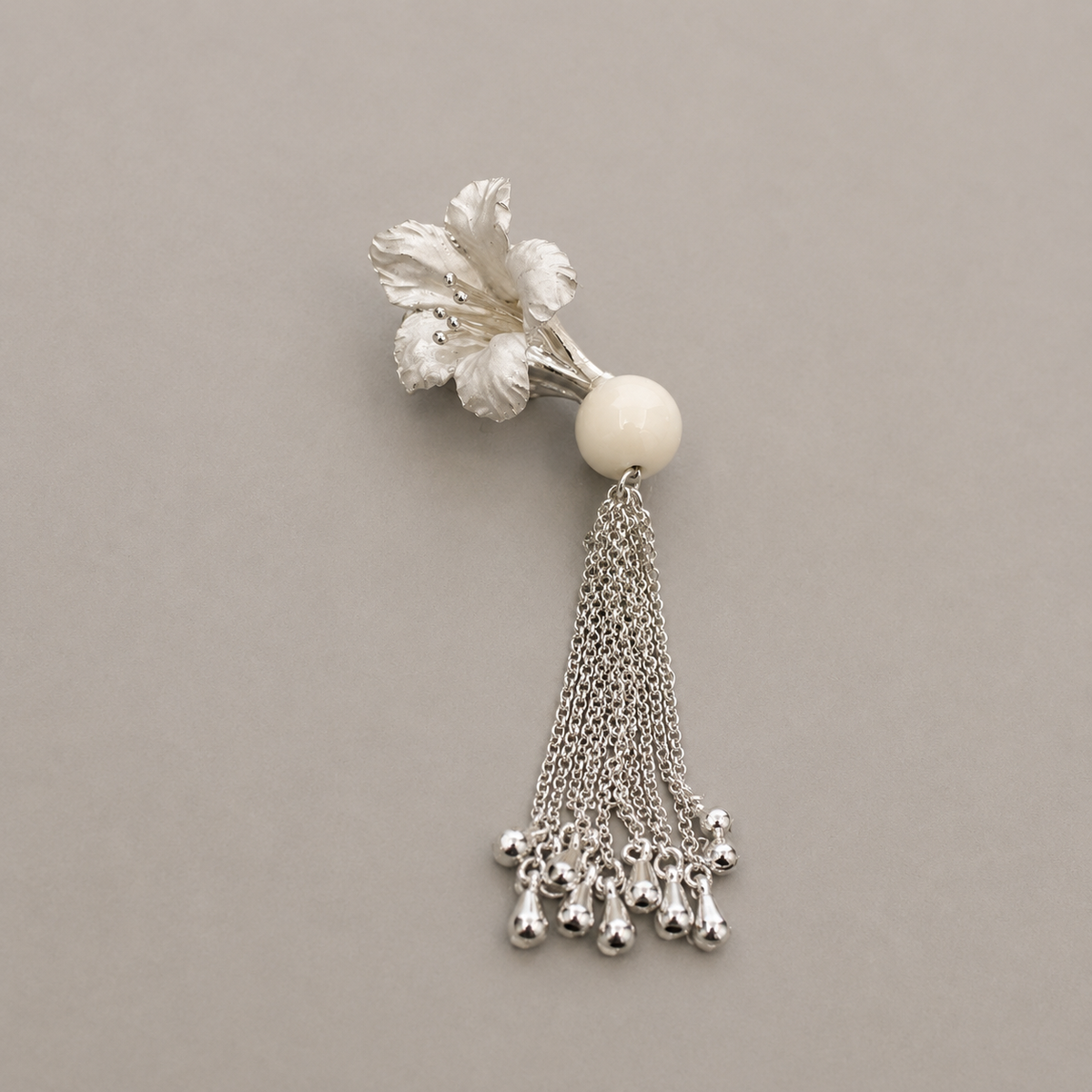 Silver Haze Azalea Tassel Earrings