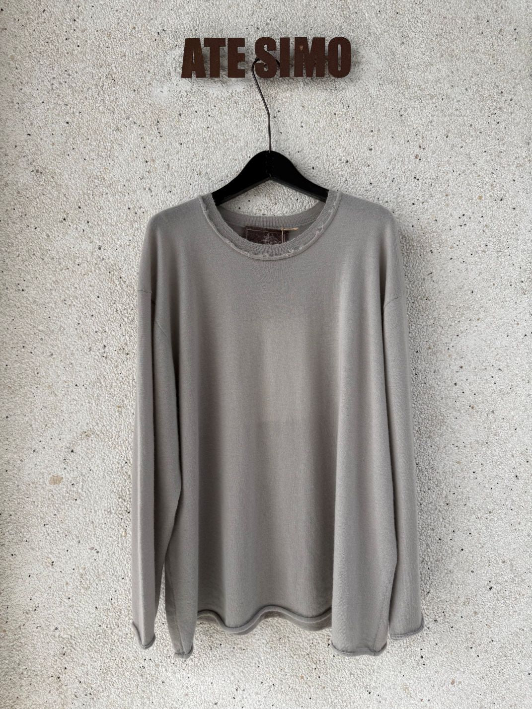 Cashmere Distressed Edge Knit (Light Grey)