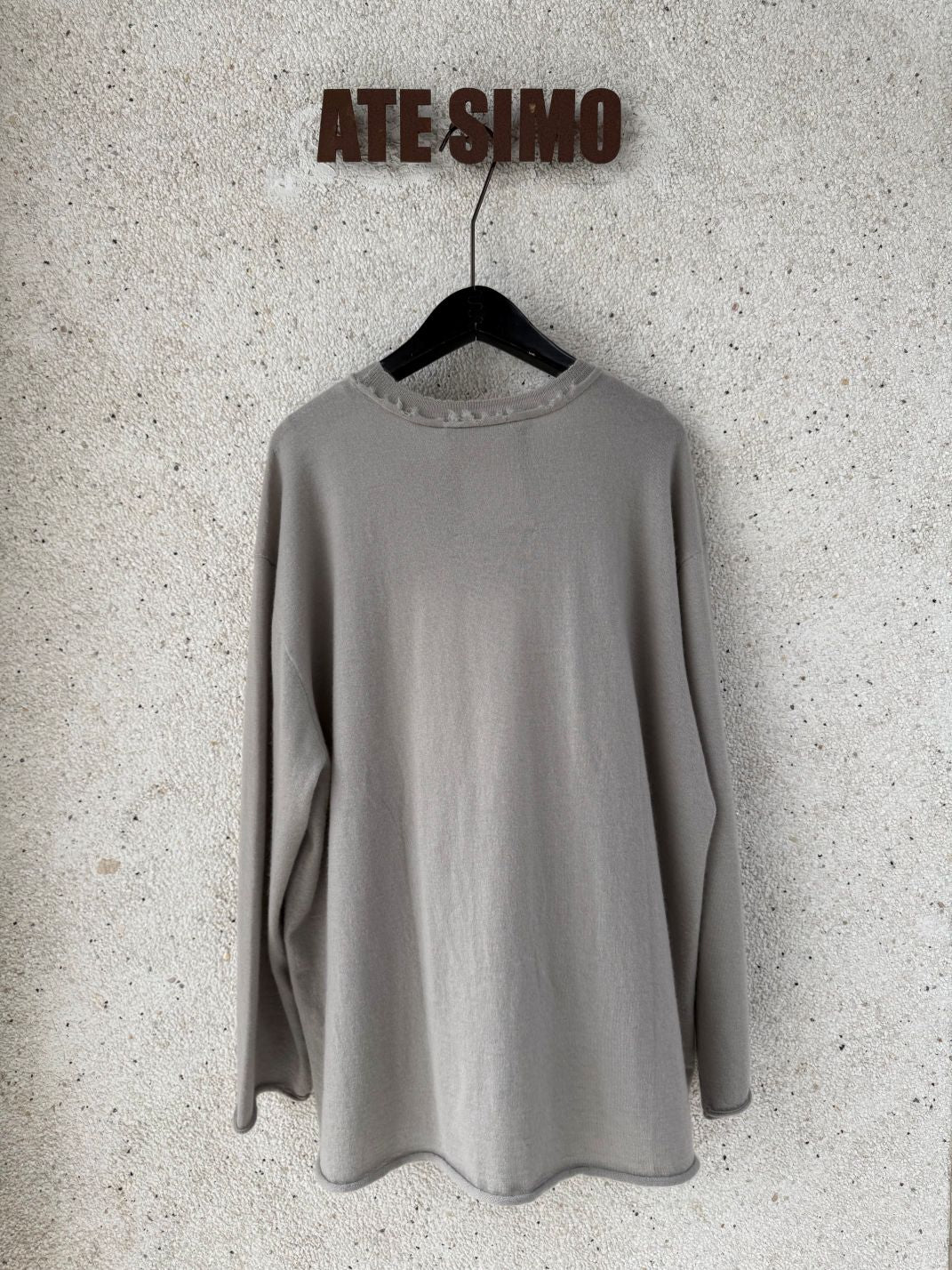 Cashmere Distressed Edge Knit (Light Grey)