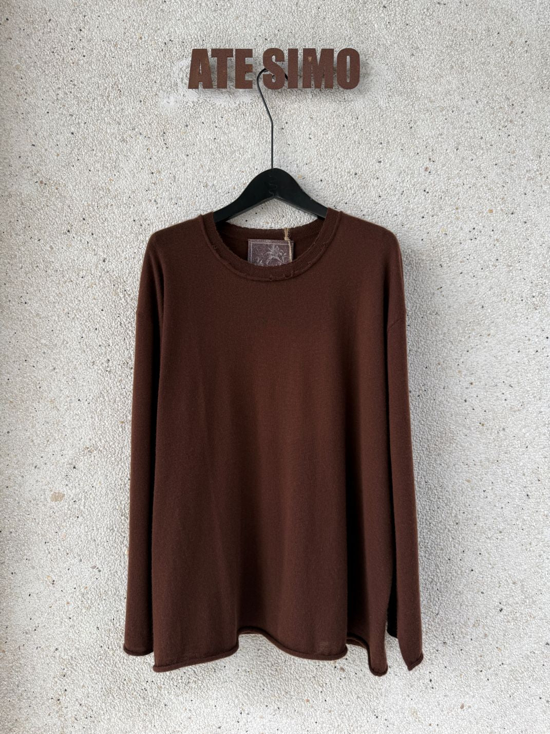 Cashmere Distressed Edge Knit (Dark Brown)