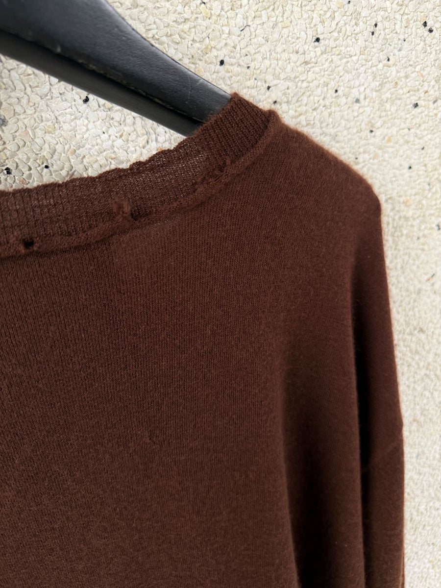 Cashmere Distressed Edge Knit (Dark Brown)