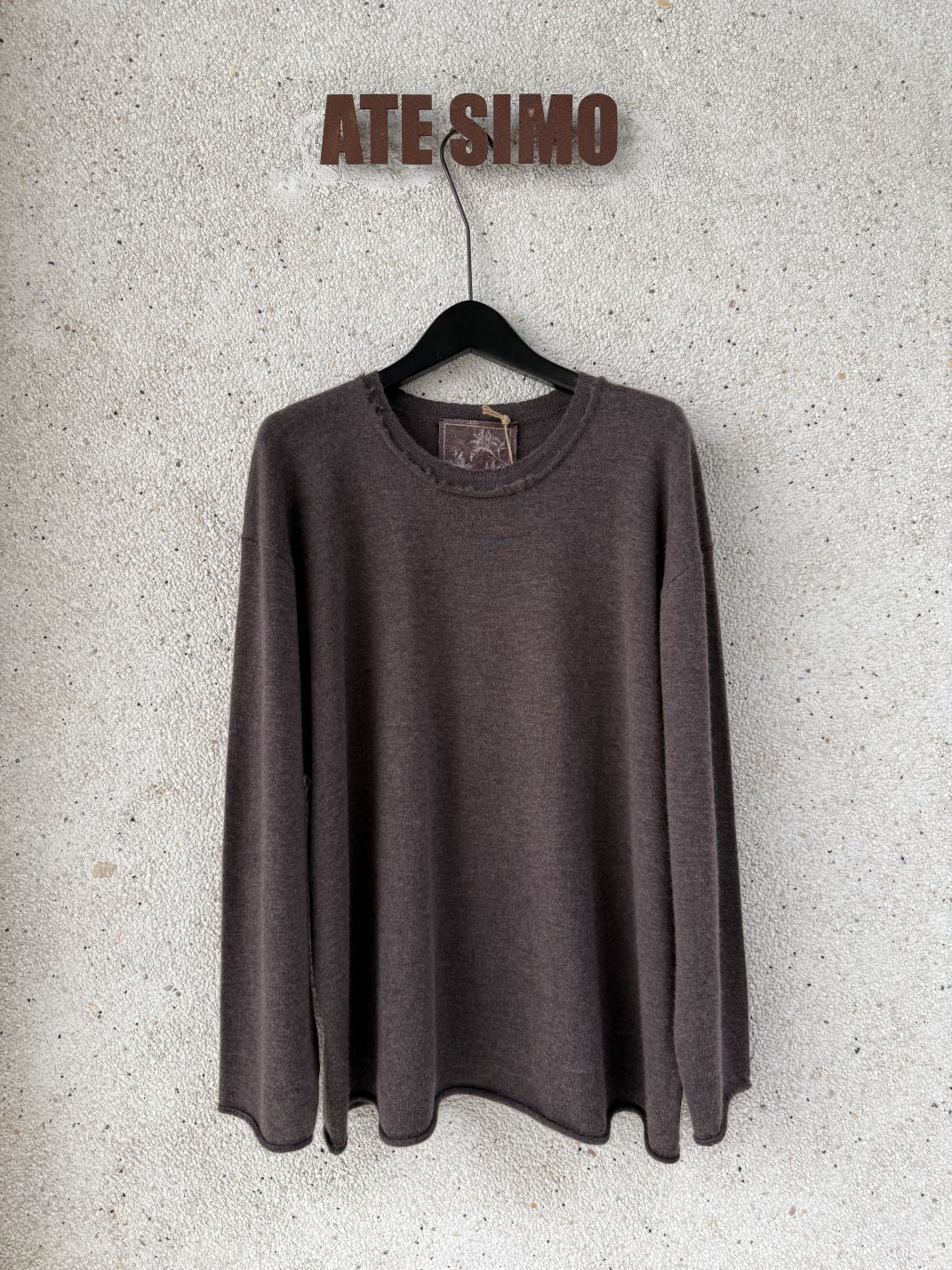 Cashmere Distressed Edge Knit (Dark Grey)