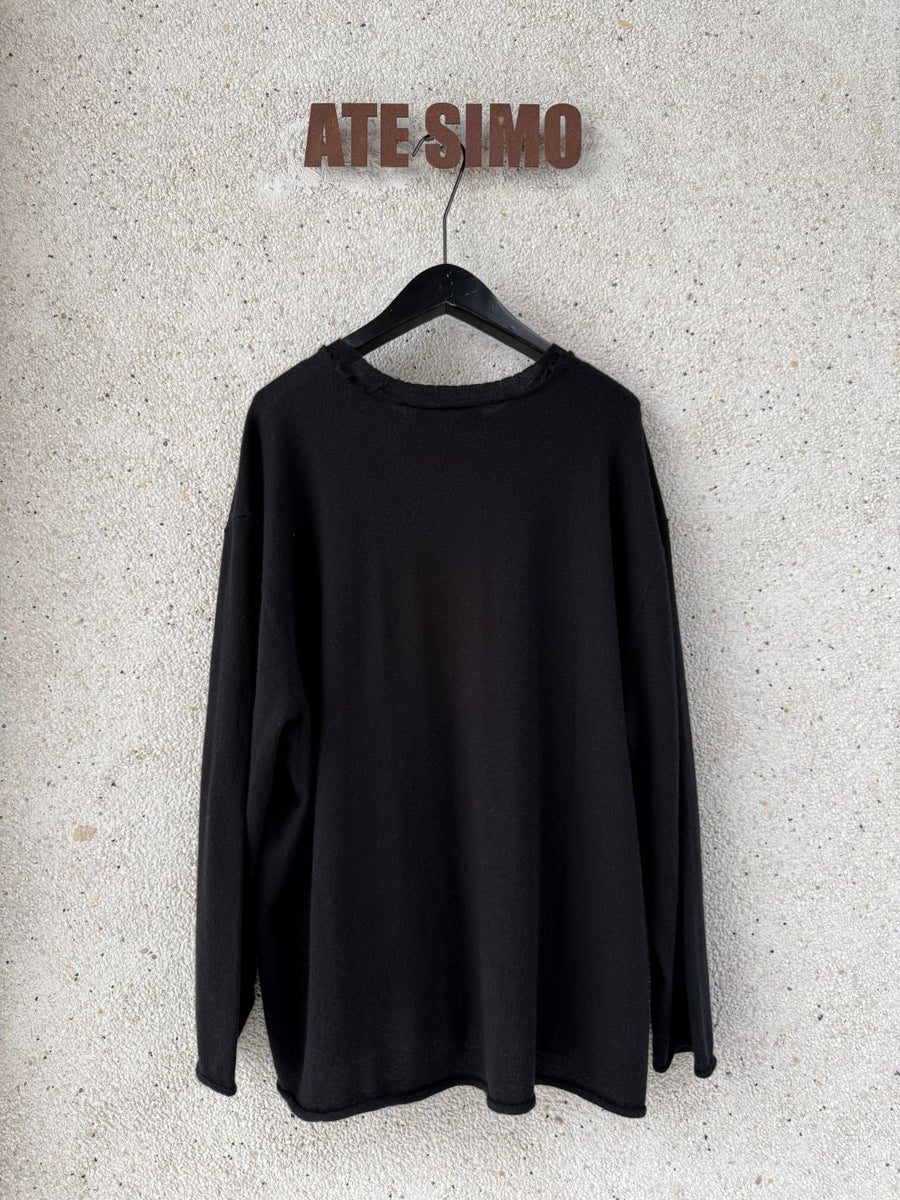 Cashmere Distressed Edge Knit (Black)