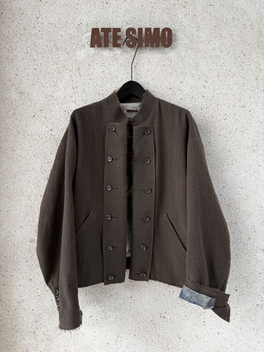 Double-Breasted Stand Collar Cropped Jacket