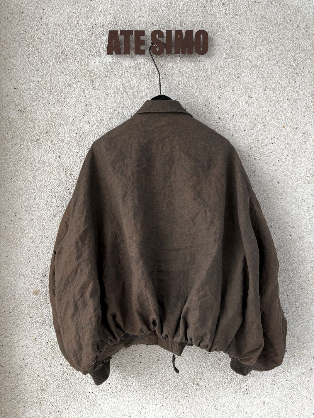 Pleated Zip Cropped Jacket (Washed Brown)