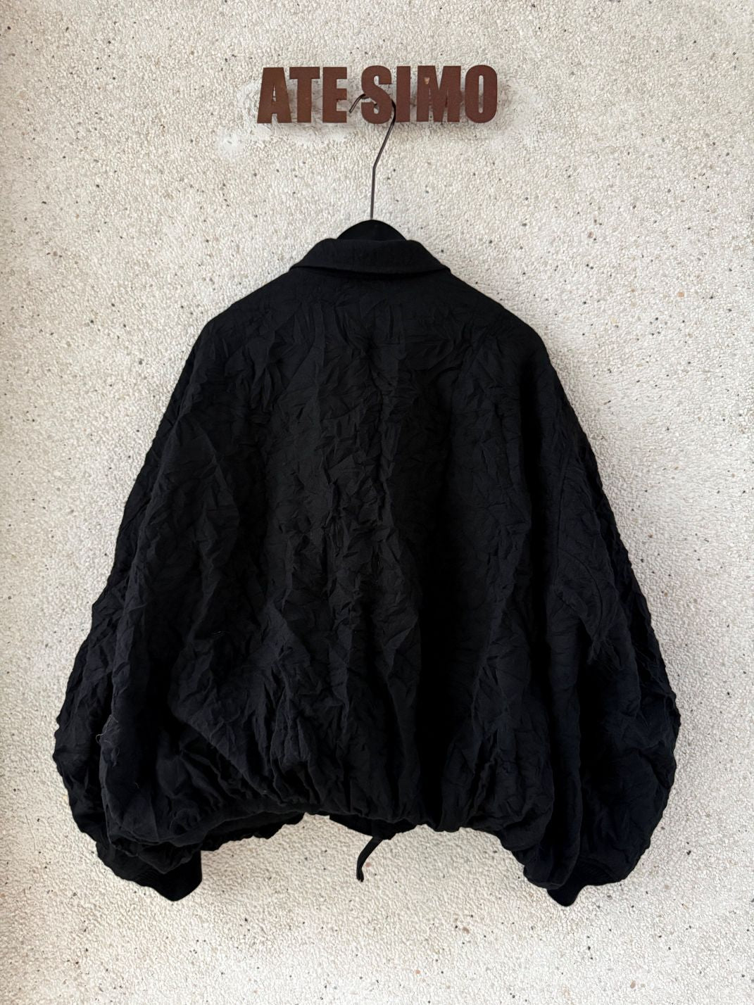 Pleated Zip Cropped Jacket (Black)