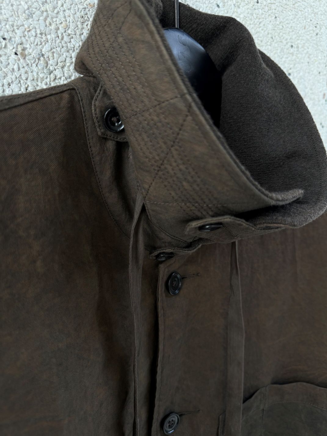 Buttoned Collar Hooded Trench Coat