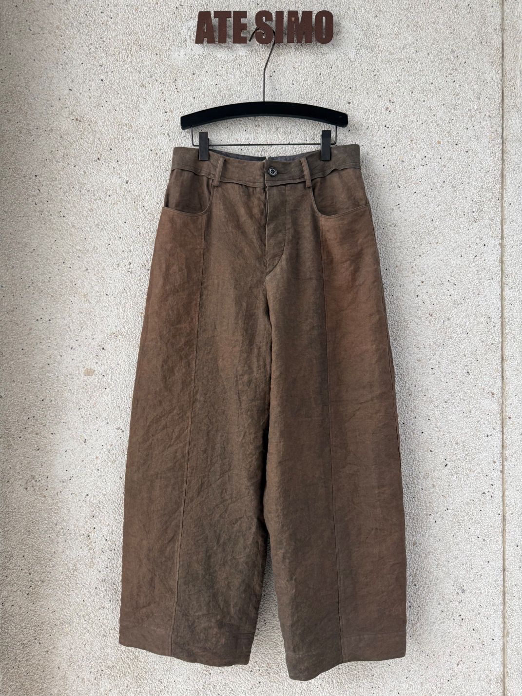Panelled Construction Trousers (Washed Brown)