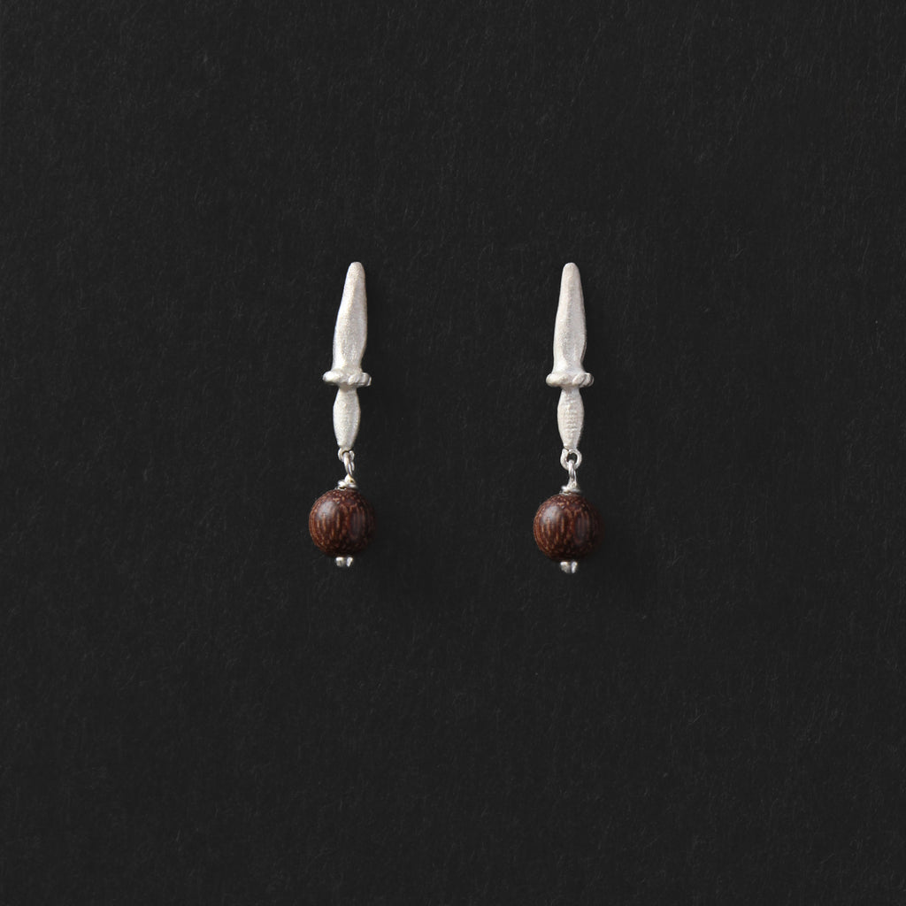 Leaf Tip Sterling Silver Black Gold Wood Earrings