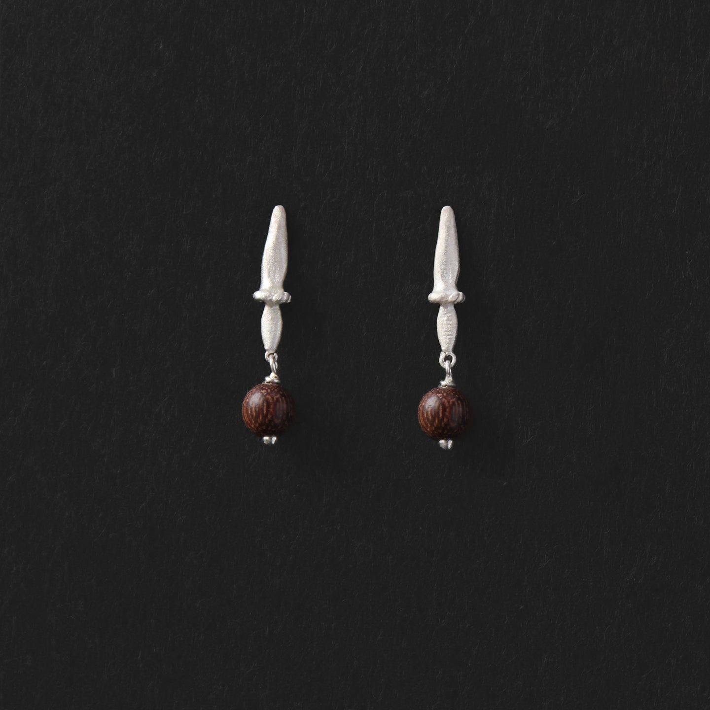 Leaf Tip Sterling Silver Black Gold Wood Earrings