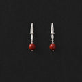 Leaf Tip Sterling Silver Red Stone Pendant Earrings