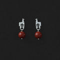 Youma Red Stone Round Bead Drop Earrings