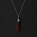 Horn Tassel Sterling Silver Red Stone Tassel Pendant Necklace