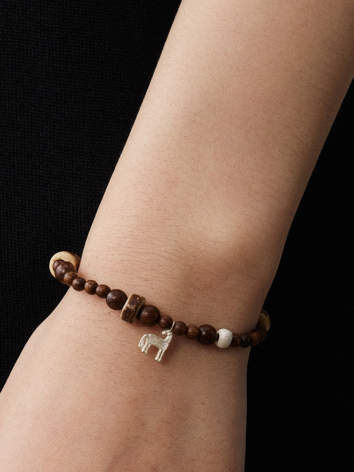 Youma Sterling Silver, Black Gold & Coconut Shell Bracelet