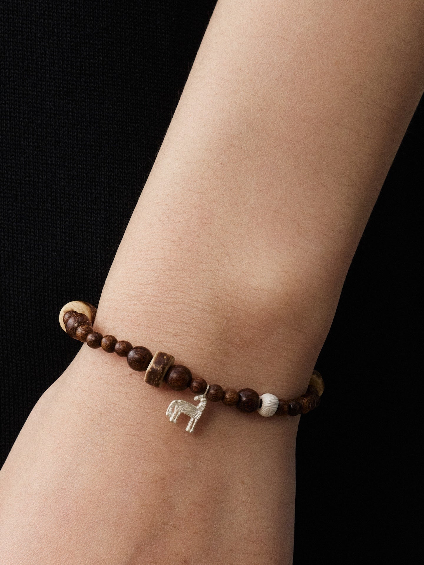 Youma Sterling Silver, Black Gold & Coconut Shell Bracelet