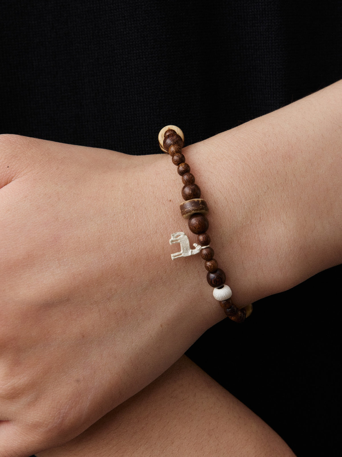 Youma Sterling Silver, Black Gold & Coconut Shell Bracelet
