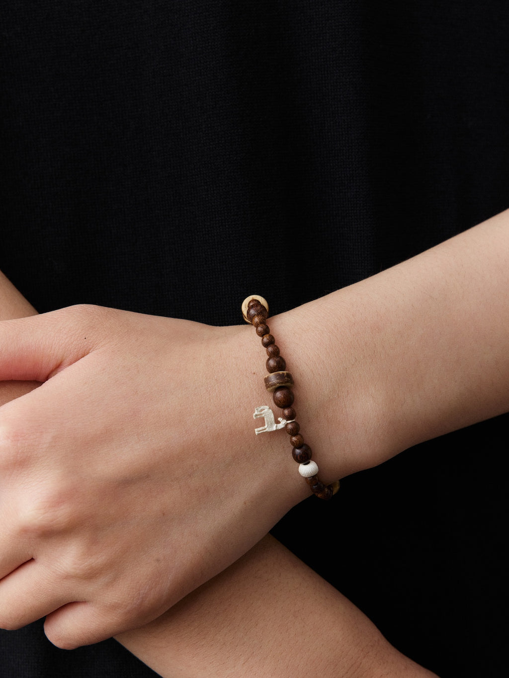 Youma Sterling Silver, Black Gold & Coconut Shell Bracelet