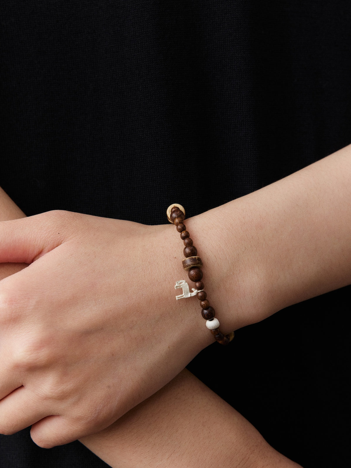 Youma Sterling Silver, Black Gold & Coconut Shell Bracelet