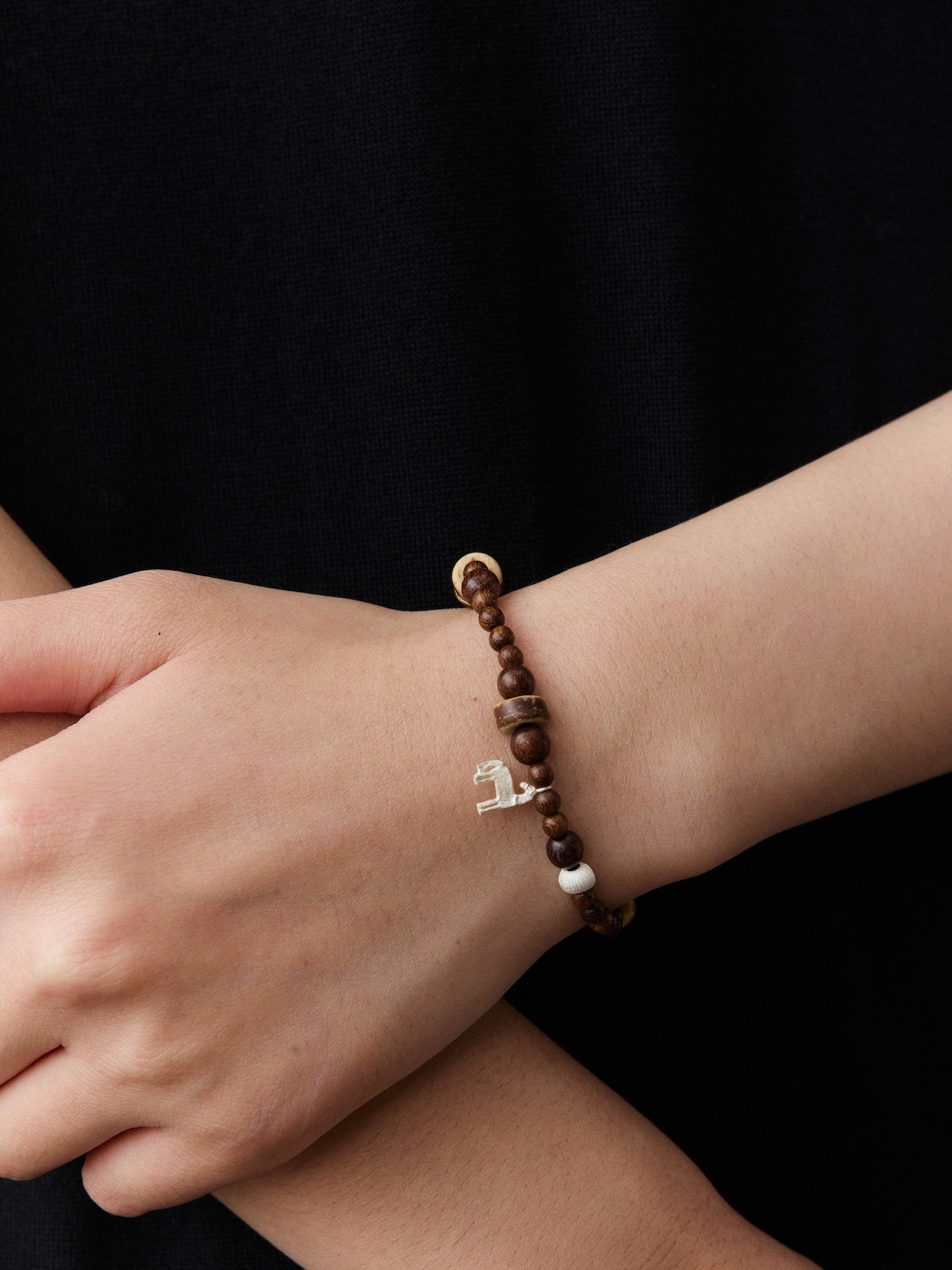 Youma Sterling Silver, Black Gold & Coconut Shell Bracelet