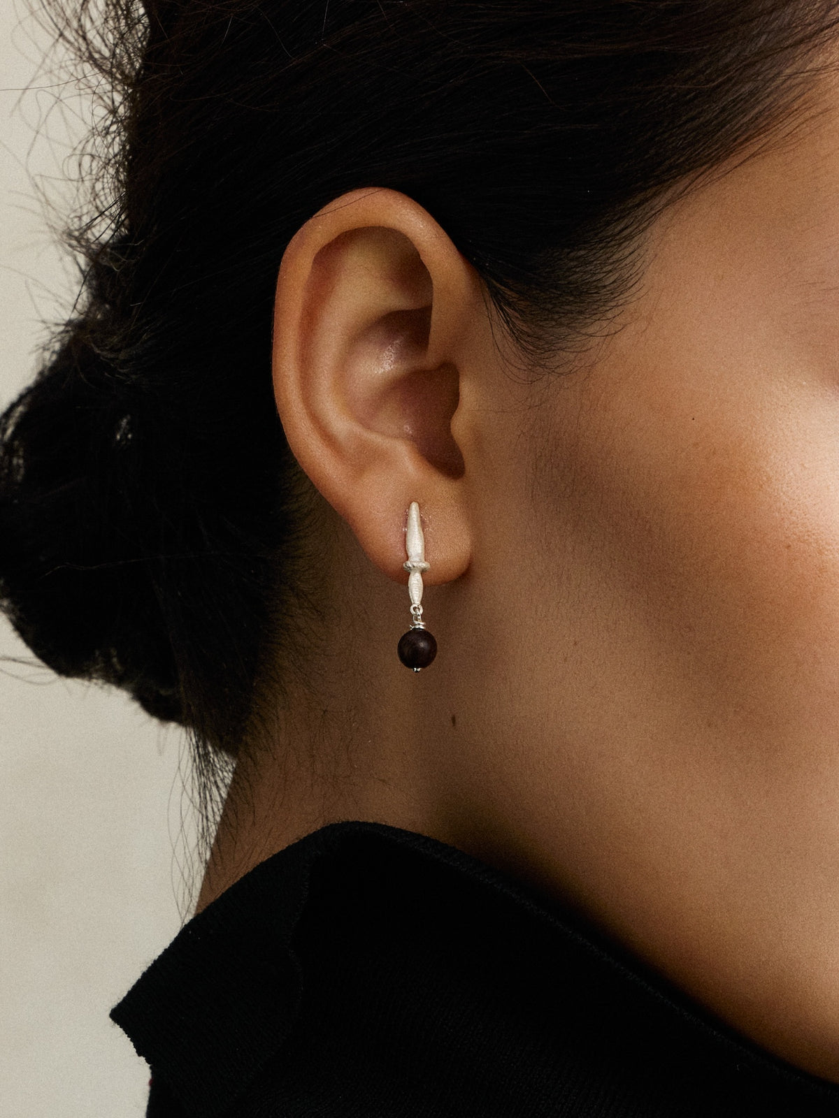 Leaf Tip Sterling Silver Black Gold Wood Earrings