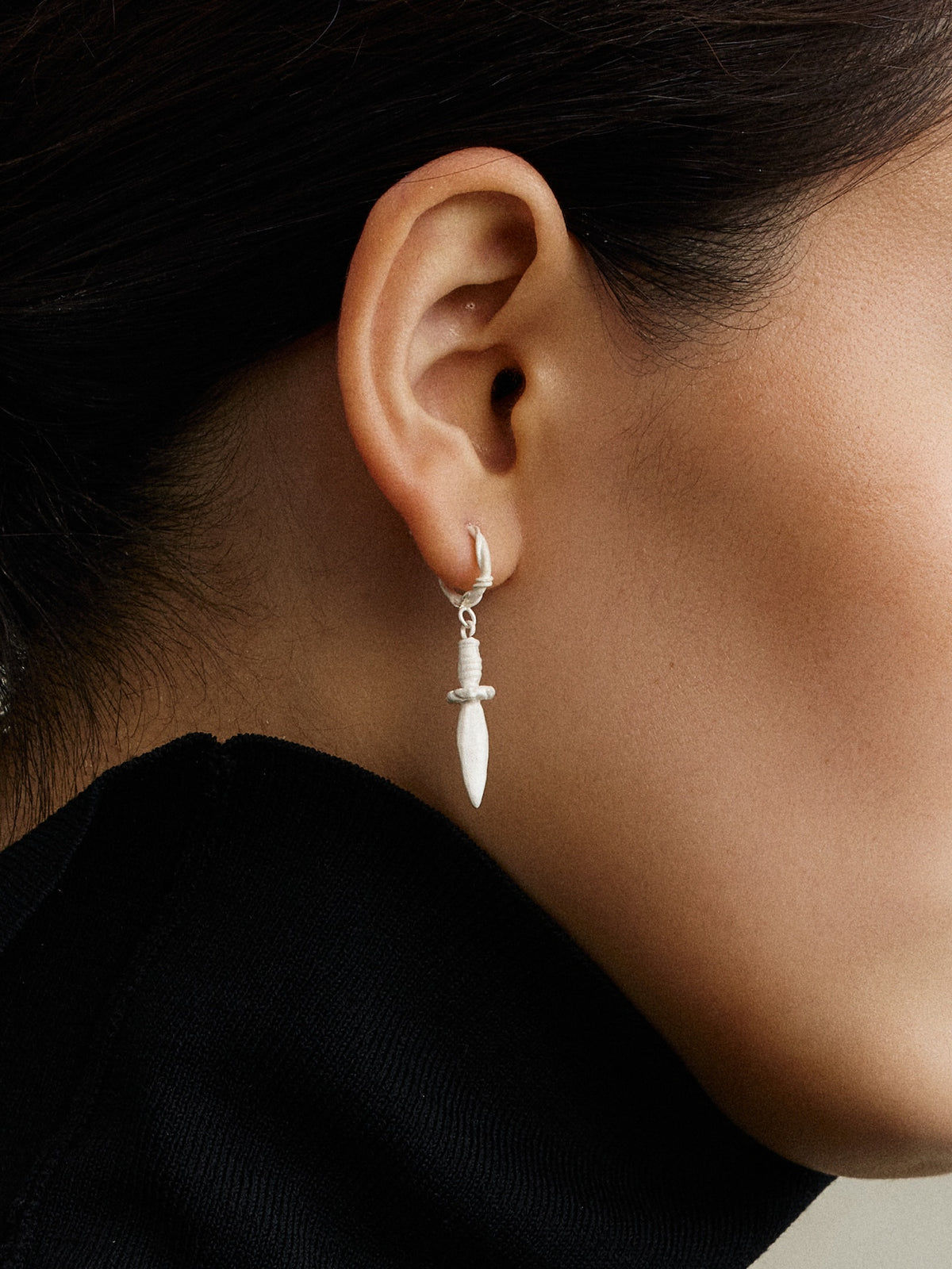 Leaf Tip Sterling Silver Drop Earrings