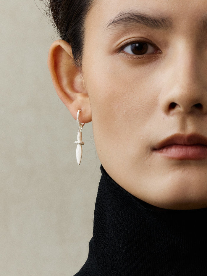 Leaf Tip Sterling Silver Drop Earrings