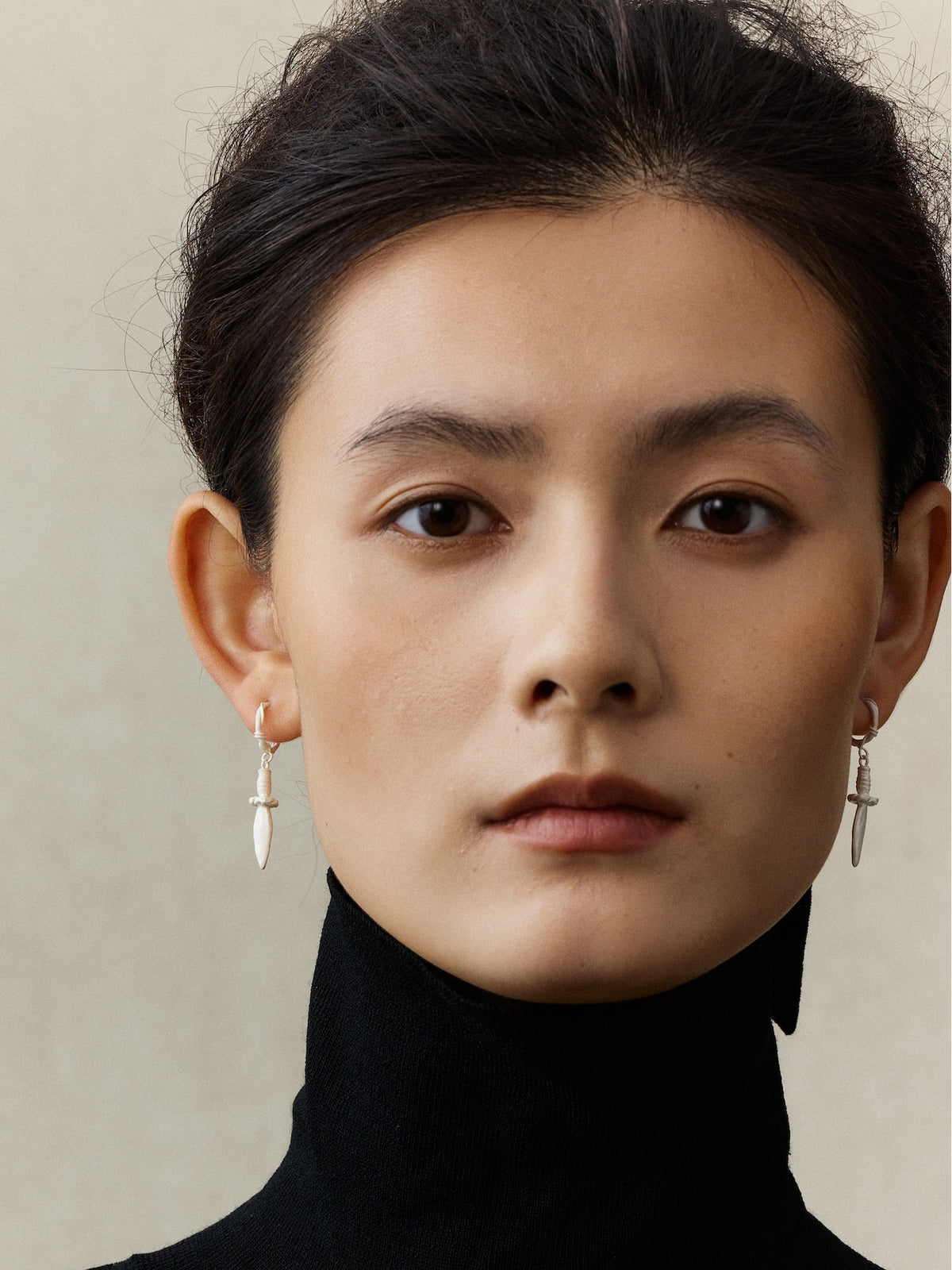 Leaf Tip Sterling Silver Drop Earrings