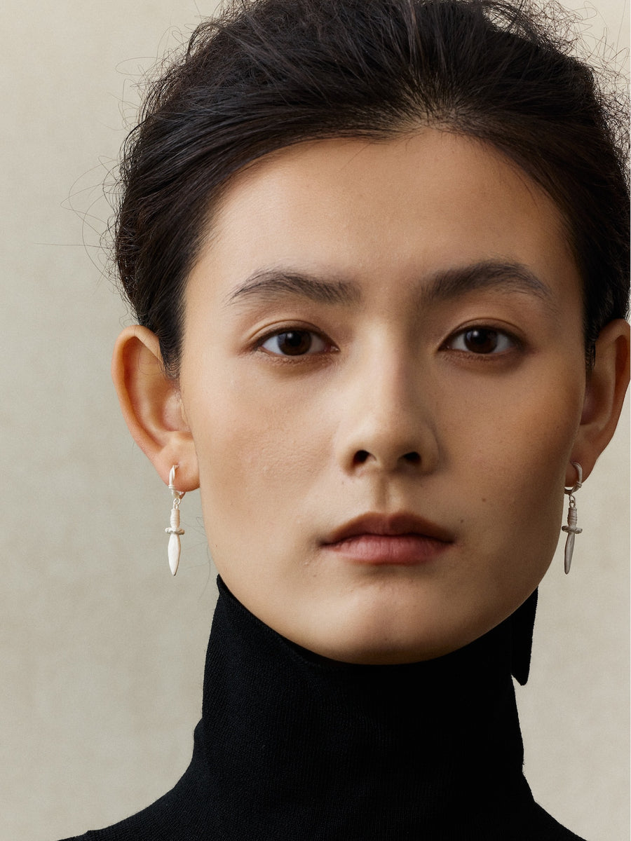 Leaf Tip Sterling Silver Drop Earrings