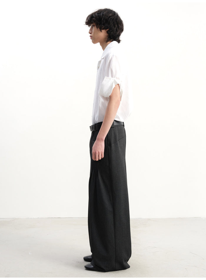 Pleated Pocket Wide-Leg Trousers