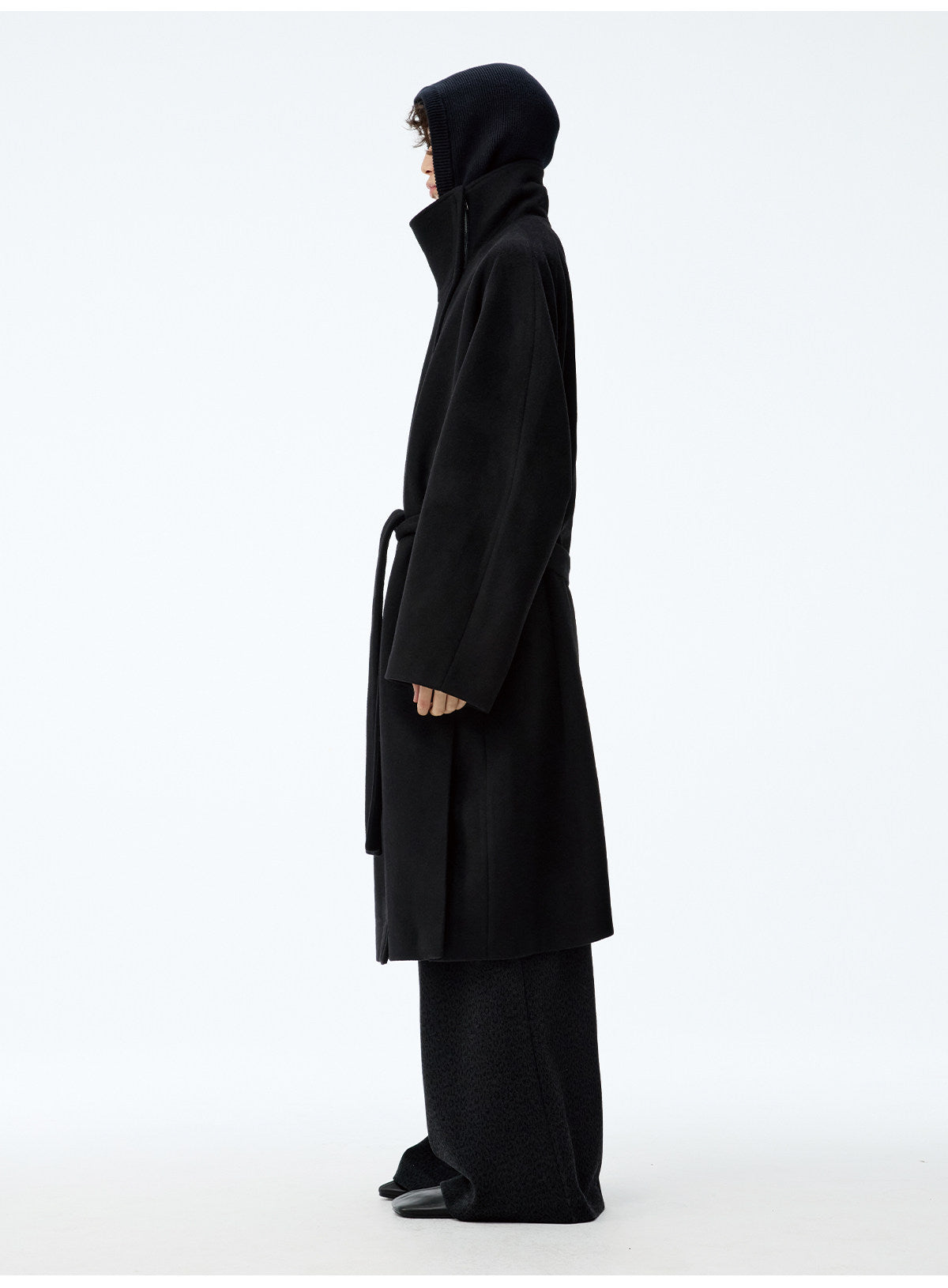 Asymmetric Zip Tie-Waist Coat