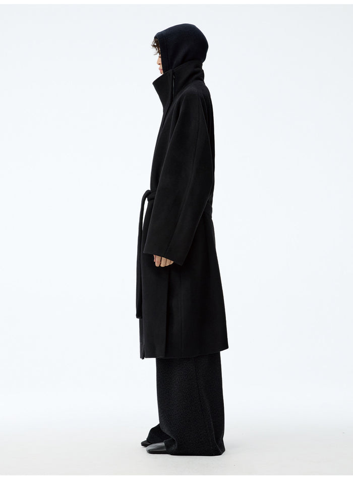Asymmetric Zip Tie-Waist Coat