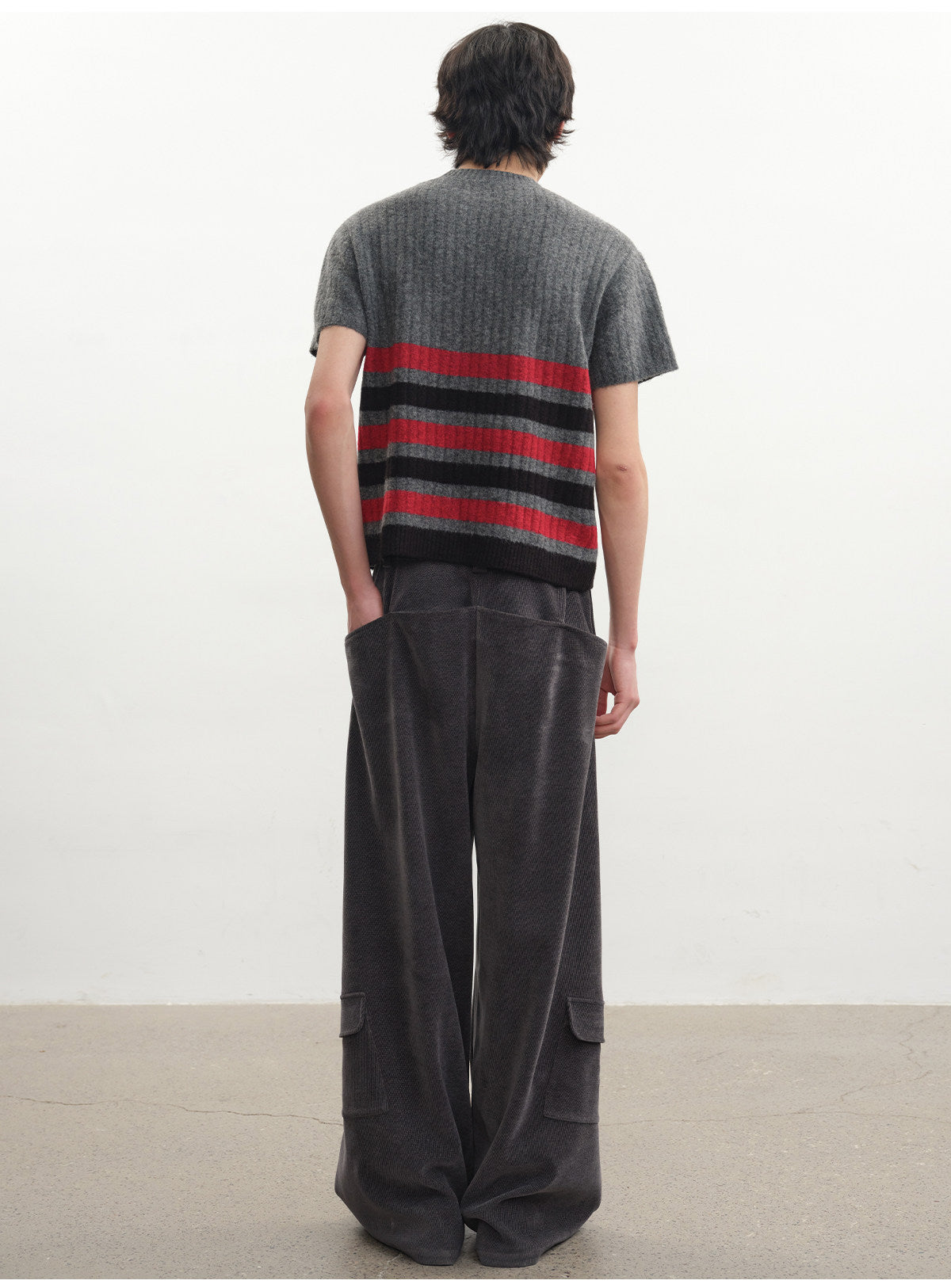 Black & Red Striped Knit T-Shirt