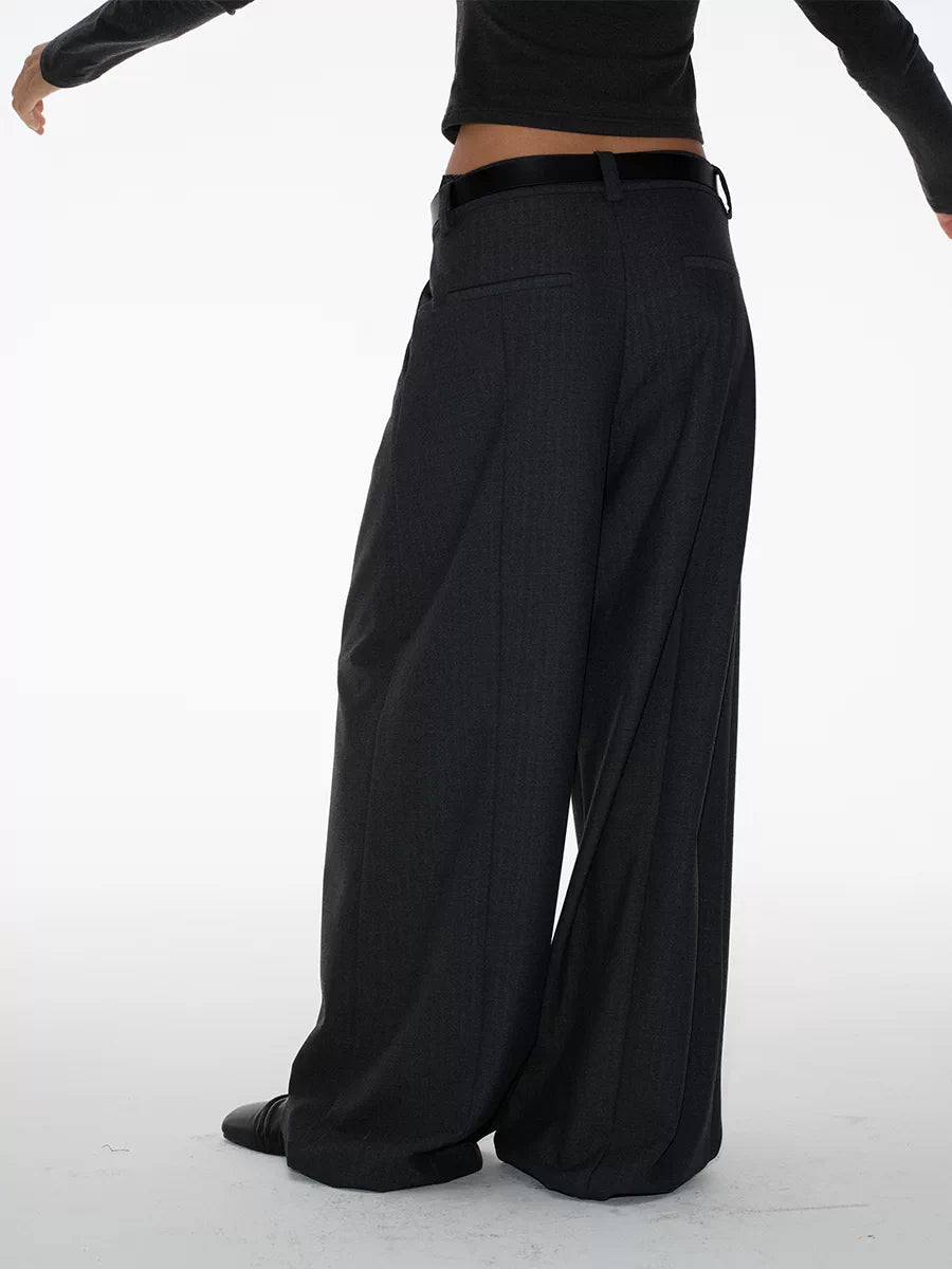 Herringbone double-pleat trousers
