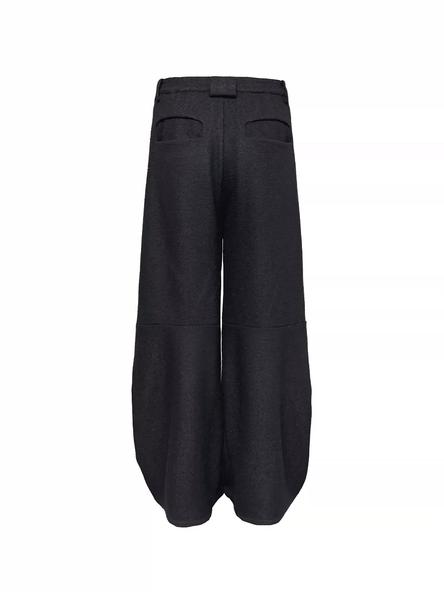 Double knee patch wool wide-leg trousers