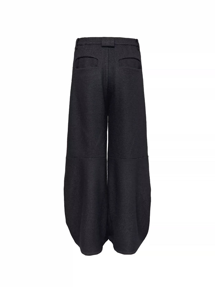 Double knee patch wool wide-leg trousers