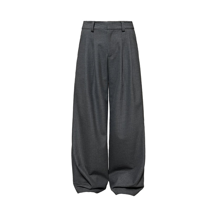 Herringbone double-pleat trousers