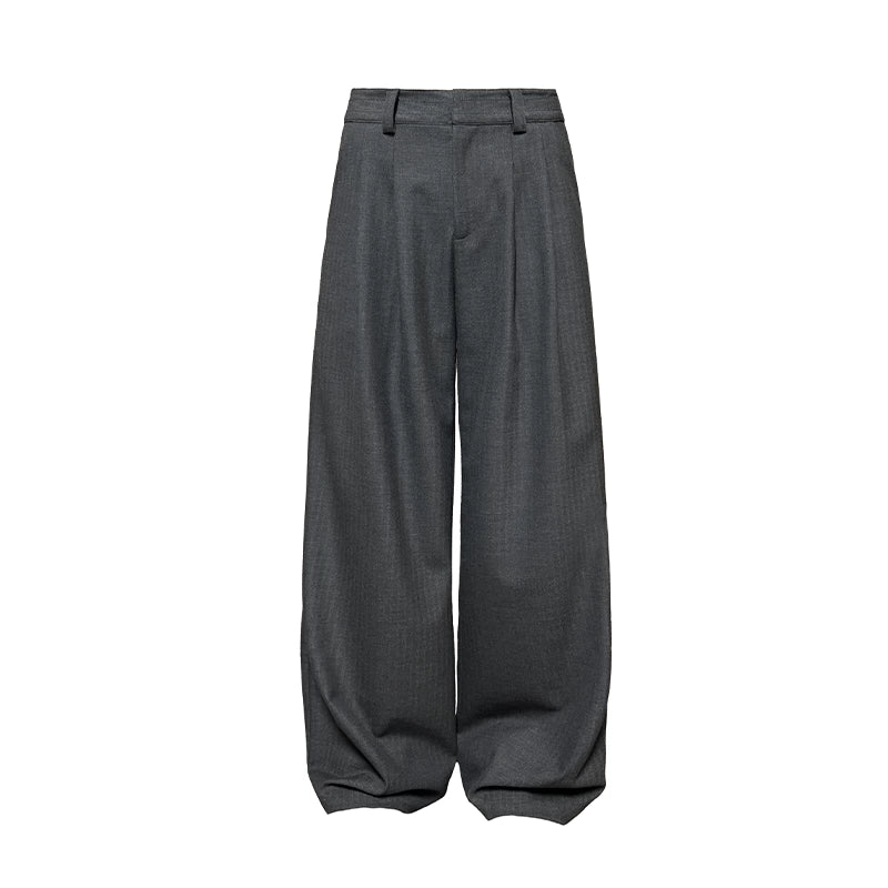 Herringbone double-pleat trousers
