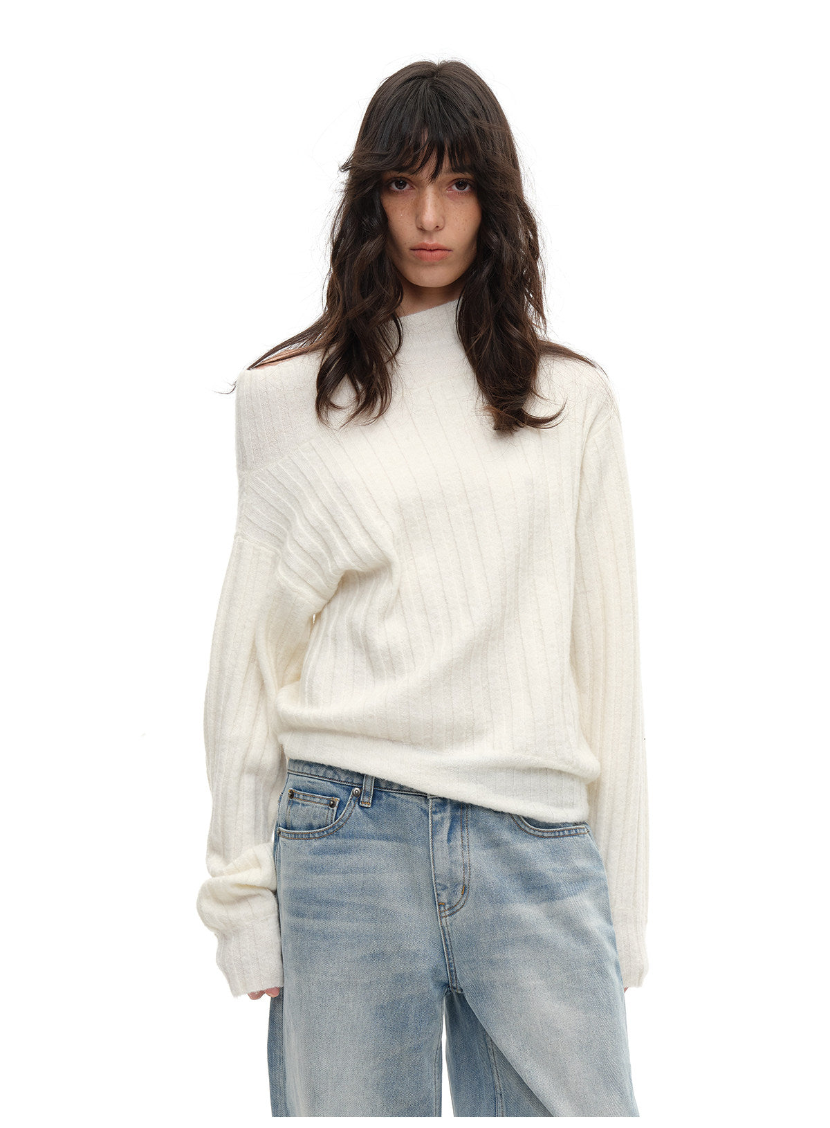 Ribbed Off-Shoulder Sweater