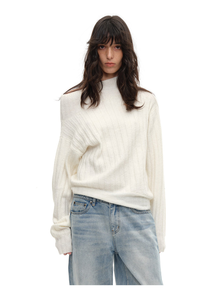Ribbed Off-Shoulder Sweater